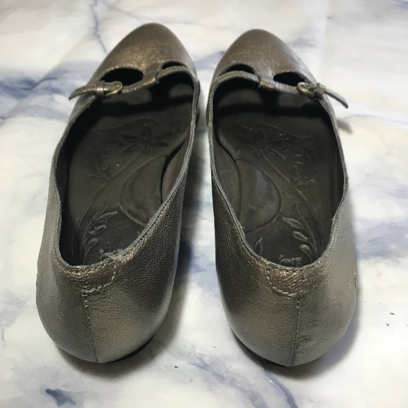 Born Gold Leather Strap Accent Metallic Flats - Picture 3 of 7